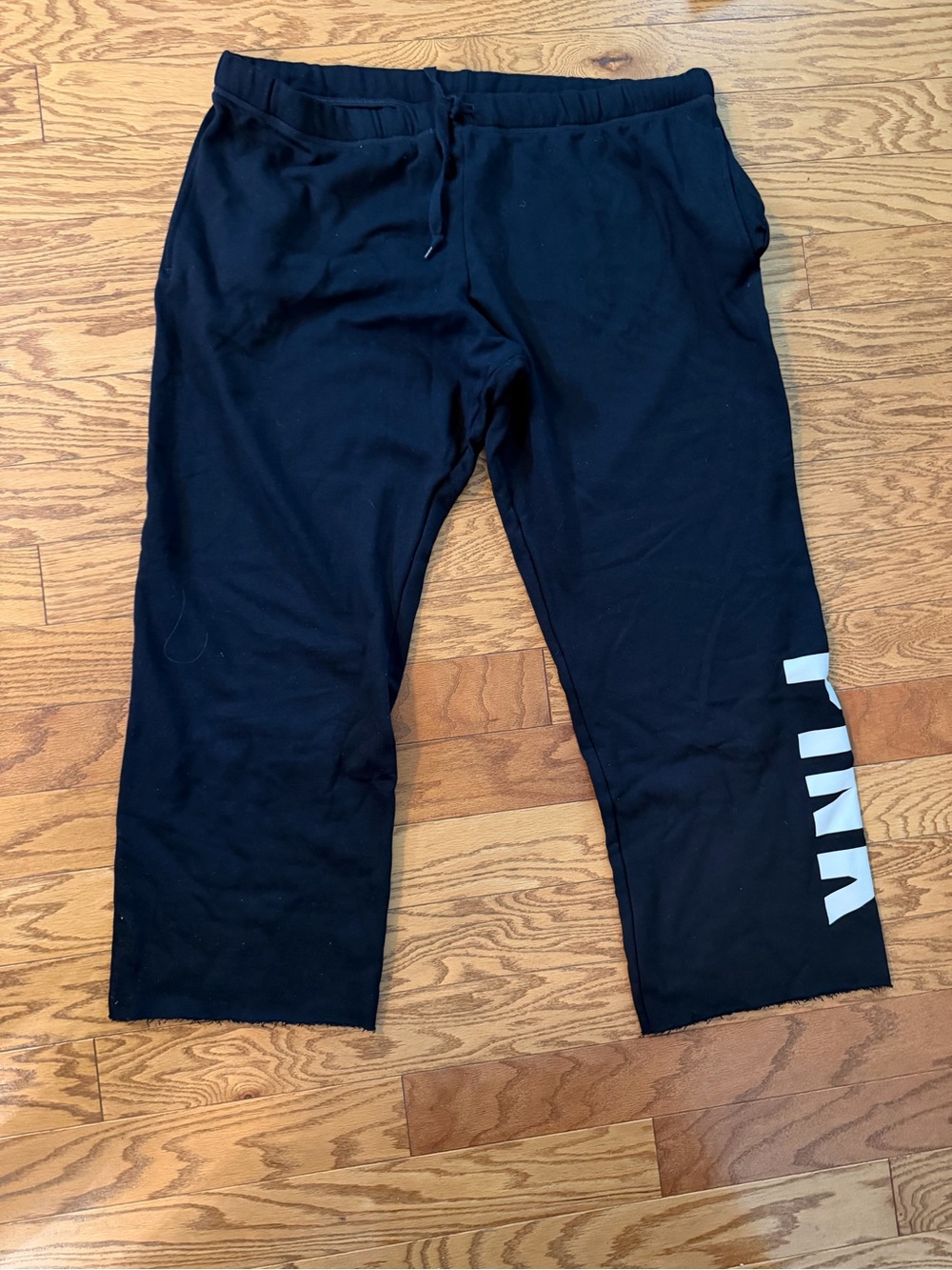 PINK Victoria's Secret Black Boot Cut/Flare Pants with White Logo